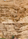 Caves on the Mount of Temptation in the desert Royalty Free Stock Photo