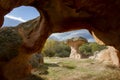 Caves and rock formations, Gulsehir, Cappadocia, Turkey Royalty Free Stock Photo