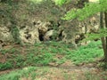 Caves in the rocky terrain natural formations