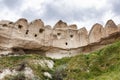 Caves in the sandy mountains of Cappadocia. Beautiful landscape