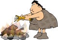 Cavewoman and a campfire Royalty Free Stock Photo