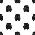 Cavewoman face icon in black style isolated on white. Stone age pattern.