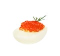 Caviar on the half of a boiled egg isolated on a white background Royalty Free Stock Photo
