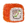 Caviar sushi roll icon, cartoon style Royalty Free Stock Photo