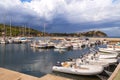 Cavo, Island of Elba Province of Livorno Italy - 20 September 2021 Port of Cavo with dramatic sky before thunderstorm Royalty Free Stock Photo