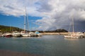 Cavo, Island of Elba Province of Livorno Italy - 20 September 2021 Port of Cavo with dramatic sky before thunderstorm Royalty Free Stock Photo