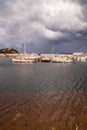 Cavo, Island of Elba Province of Livorno Italy - 20 September 2021 Port of Cavo with dramatic sky before thunderstorm Royalty Free Stock Photo