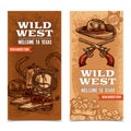 Cawboy Wild West Vertical Banners Royalty Free Stock Photo