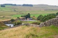 Cawfields.Where Hadrian`s Wall hangs on the edge of the sheer crags of the Whin Sill