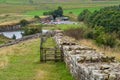 Cawfields.Where Hadrian`s Wall hangs on the edge of the sheer crags of the Whin Sill