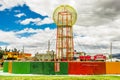 CAYAMBE, ECUADOR - SEPTEMBER 05, 2017: Beautiful colorful metallic structure located in the midle of a park in the city