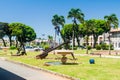 CAYENNE, FRENCH GUIANA - AUGUST 3, 2015: Old anchors at Place Leopold Heder square in Cayenne, capital of French Guian