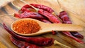 Cayenne pepper in a spoon Royalty Free Stock Photo