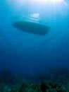 Cayman Island Dive Boat over a Reef Royalty Free Stock Photo