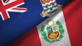 Cayman Islands and Peru two flags textile cloth, fabric texture Royalty Free Stock Photo