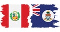 Cayman Islands and Peru grunge flags connection vector Royalty Free Stock Photo