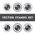 Caymanian flag rubber stamps set. Royalty Free Stock Photo