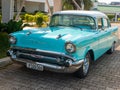 Cayo Coco, Cuba, 16 may 2021: Chevrolet Bel Air car is parked outside a Cuban hotel Tryp Cayo Coco Royalty Free Stock Photo