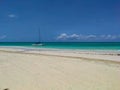 Cayo Guillermo, Cuba, 16 may 2021: Nice view of Pilar beach with white sand and azure ocean against the blue sky