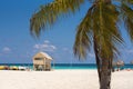 CAYO LARGO, CUBA - MAY 10, 2017: Observation tower on the sandy beach. Copy space for text. Royalty Free Stock Photo