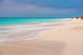 CAYO LARGO, CUBA - MAY 8, 2017: Sandy beach Playa Paradise. Copy space for text. Royalty Free Stock Photo