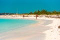 CAYO LARGO, CUBA - MAY 8, 2017: Sandy beach Playa Paradise. Copy space for text. Royalty Free Stock Photo