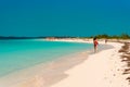 CAYO LARGO, CUBA - MAY 8, 2017: Sandy beach Playa Paradise. Copy space for text. Royalty Free Stock Photo