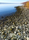 Cayuga Lake with lowered shoreline in late autumn Royalty Free Stock Photo