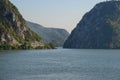 Danube river at the exit of Cazanele Mari Royalty Free Stock Photo