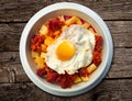 Cazuela abuela potato chirizo and egg recipe Asturias Royalty Free Stock Photo