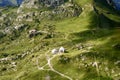 Cazzaniga and Nicola shelters on Artavaggio upland aerial, Orobie, Italy Royalty Free Stock Photo