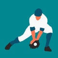 Baseball player pitcher on field. Vector flat illustration