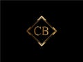 CB Initial diamond shape Gold color later Logo Design