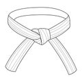 Martial arts belt. Karate, taekwondo, judo, jujitsu, kickboxing, or kung fu. Vector black and white coloring page. Royalty Free Stock Photo