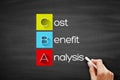 CBA - Cost-benefit Analysis acronym, business concept background on blackboard Royalty Free Stock Photo