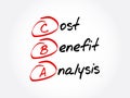 CBA - Cost-benefit Analysis acronym, business concept background Royalty Free Stock Photo