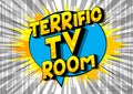 Terrific TV Room - Comic book style words.