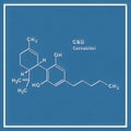 CBD Cannabidiol Structural chemical formula Royalty Free Stock Photo