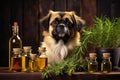 CBD Dog Treatment: Cannabis Oil for Pets. AI Royalty Free Stock Photo