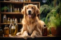 CBD Dog Treatment: Cannabis Oil for Pets. AI Royalty Free Stock Photo