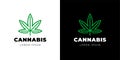 CBD hemp oil of medical cannabis logo concept. Marijuana leaf natural product linear logotype design template. Medicinal