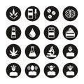 CBD Medicine Icons White On Black Circle Set Royalty Free Stock Photo