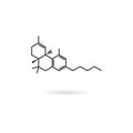 CBD molecular formula, cannabidiol molecule structure line icon Royalty Free Stock Photo