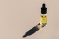 Legalized CBD oil in clear, glass container with dropper lid isolated background