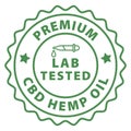 cbd oil lab tested badge, stamp, label, sticker, emblem logo, cbd hemp oil, rubber, tag, seal vector illustration, natural oil