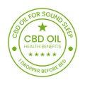 CBD Oil for sound sleep, CBD Oil Health Benefits Seal, Icon, Symbol,Emblem Vector Illustration