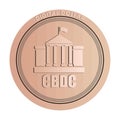 CBDC Dollar. Central Bank Digital Currency. Physical coin illustration. Copper penny vector.