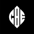 CBE circle letter logo design with circle and ellipse shape. CBE ellipse letters with typographic style. The three initials form a Royalty Free Stock Photo