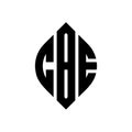 CBE circle letter logo design with circle and ellipse shape. CBE ellipse letters with typographic style. The three initials form a Royalty Free Stock Photo