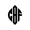 CBF circle letter logo design with circle and ellipse shape. CBF ellipse letters with typographic style. The three initials form a